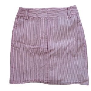 LOFT Red Seersucker Pinstripe Skirt